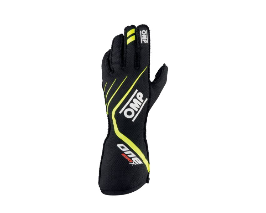 OMP RACING, INC. OMPIB0-0771-A01-178-M One EVO X Gloves Black Flo Yellow Medium