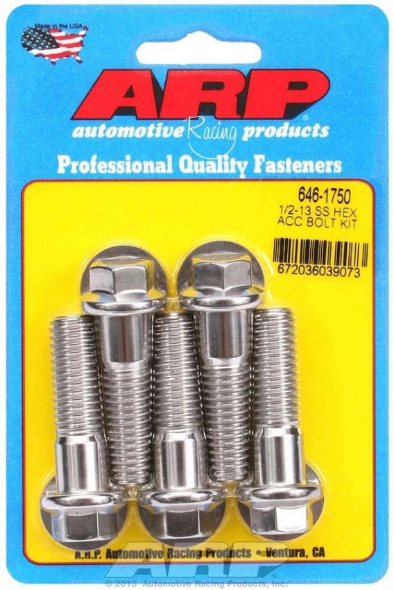 ARP ARP646-1750 S/S Bolt Kit - 6pt. (5) 1/2-13 X 1.750