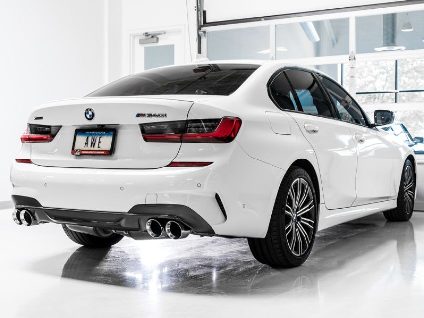 AWE Tuning 3015-42148 2019+ BMW M340i (G20) Non-Resonated Touring Edition Exhaust - Quad Chrome Silver Tips