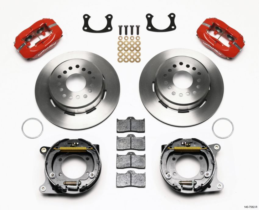 Wilwood 140-7582-R Forged Dynalite P/S Park Brake Kit Red New Big Ford 2.36in Offset