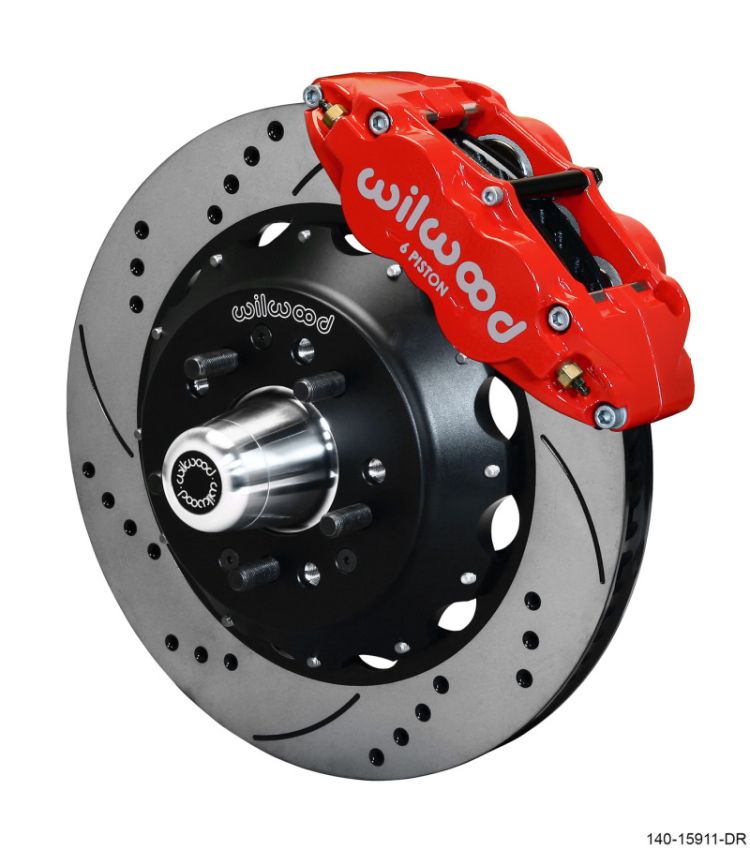 Wilwood 140-15911-DR Narrow Superlite 6R Front Big Brake Kit 14.00in SRP Drilled and Slotted Rotor - Red