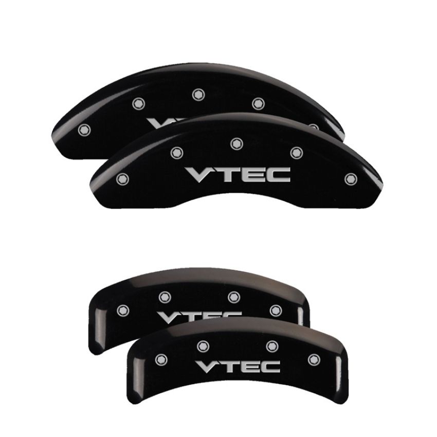 MGP 39002SVTCBK 4 Caliper Covers Engraved Front & Rear Vtech Black finish silver ch