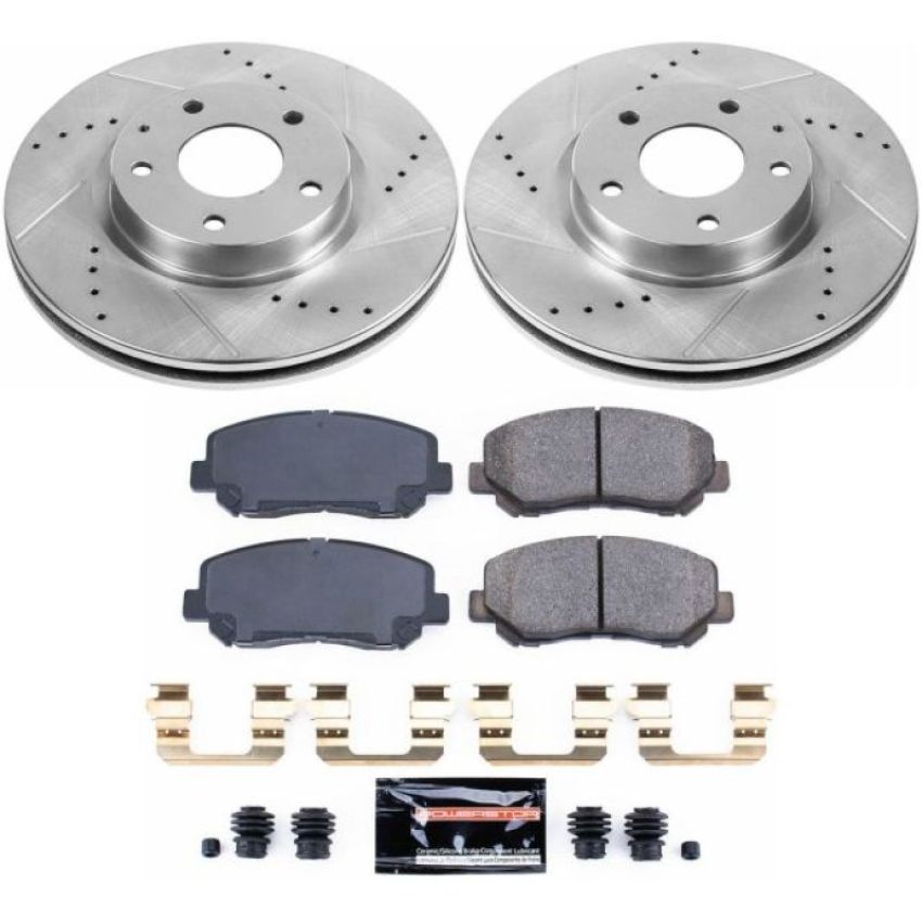 PowerStop K6967 Z23 Daily Driver Carbon-Fiber Ceramic Brake Pad and Drilled & Slotted Rotor Kit