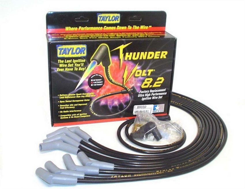 Taylor Cable 86032 Thundervolt 8.2 Plug Wire Set BBC Black