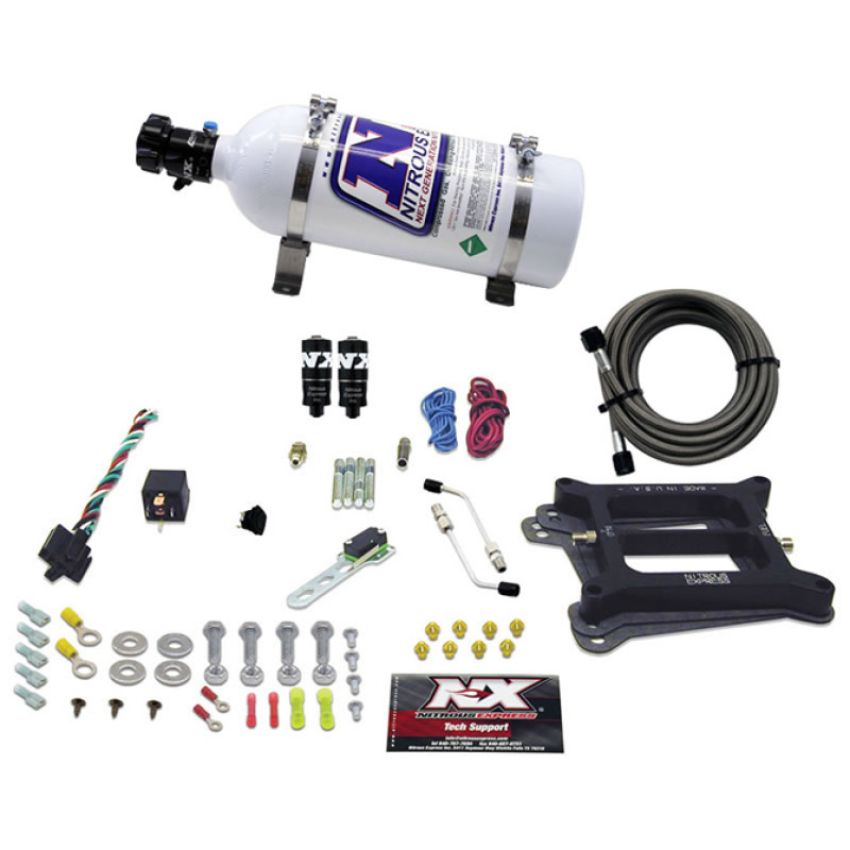 Nitrous Express 40041-05 4150 HITMAN PLUS 4-BBL (50-100-150-200HP) WITH 5LB BOTTLE