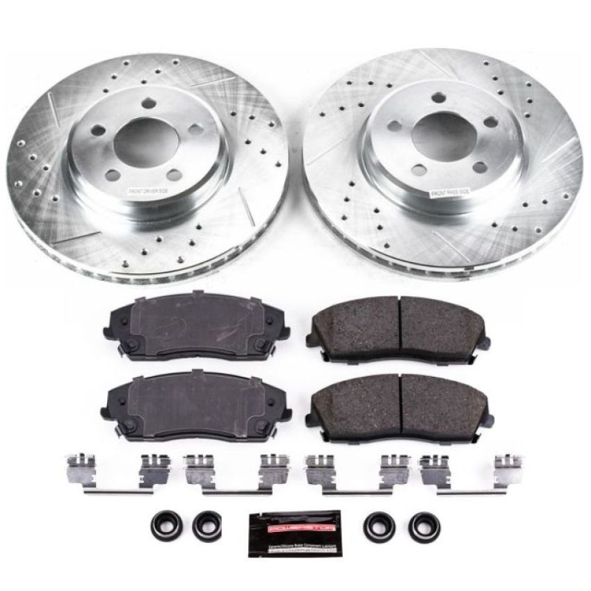 PowerStop K1714 Z23 Daily Driver Carbon-Fiber Ceramic Brake Pad and Drilled & Slotted Rotor Kit
