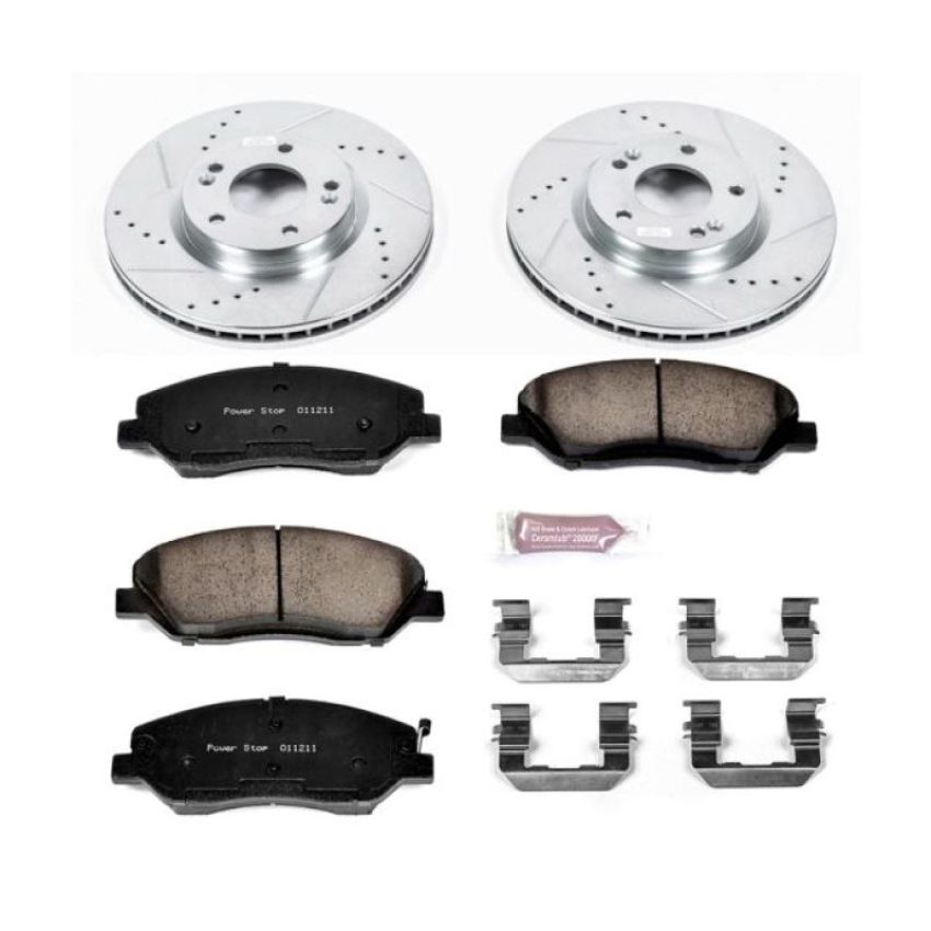 PowerStop K4665 Z23 Daily Driver Carbon-Fiber Ceramic Brake Pad and Drilled & Slotted Rotor Kit