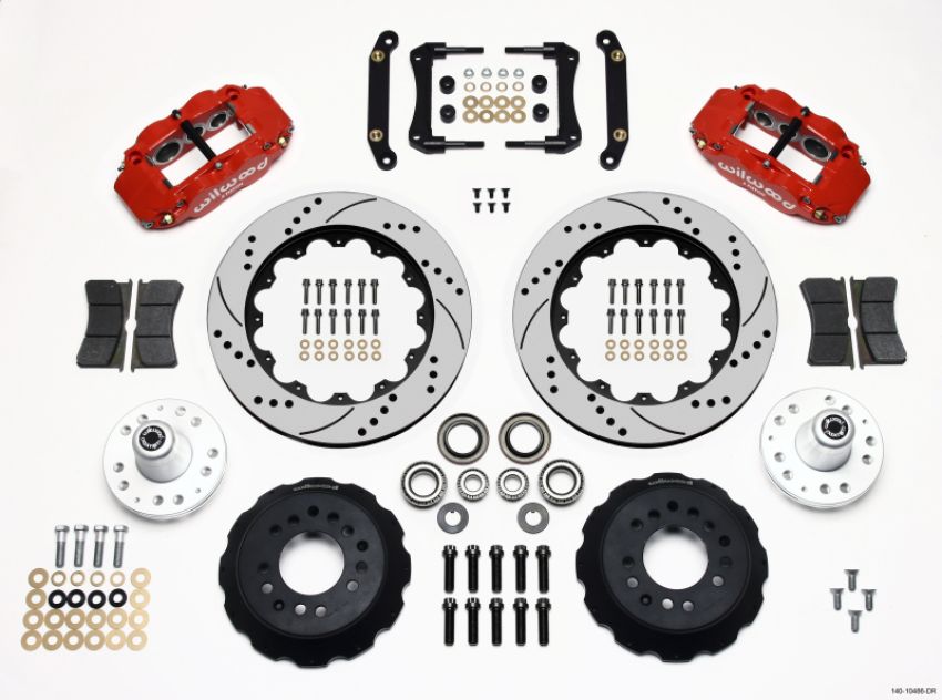 Wilwood 140-10486-DR Narrow Superlite 6R Front Hub Kit 14.00in Drill Red 70-78 Camaro