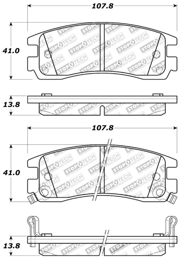 Stoptech 309.06980 Sport Brake Pads w/Shims and Hardware - Front