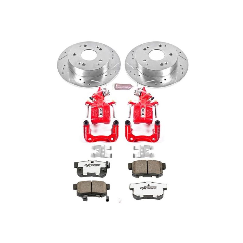 PowerStop KC2270-26 Z26 Street Performance Ceramic Brake Pad, Drilled Slotted Rotor, and Caliper Kit