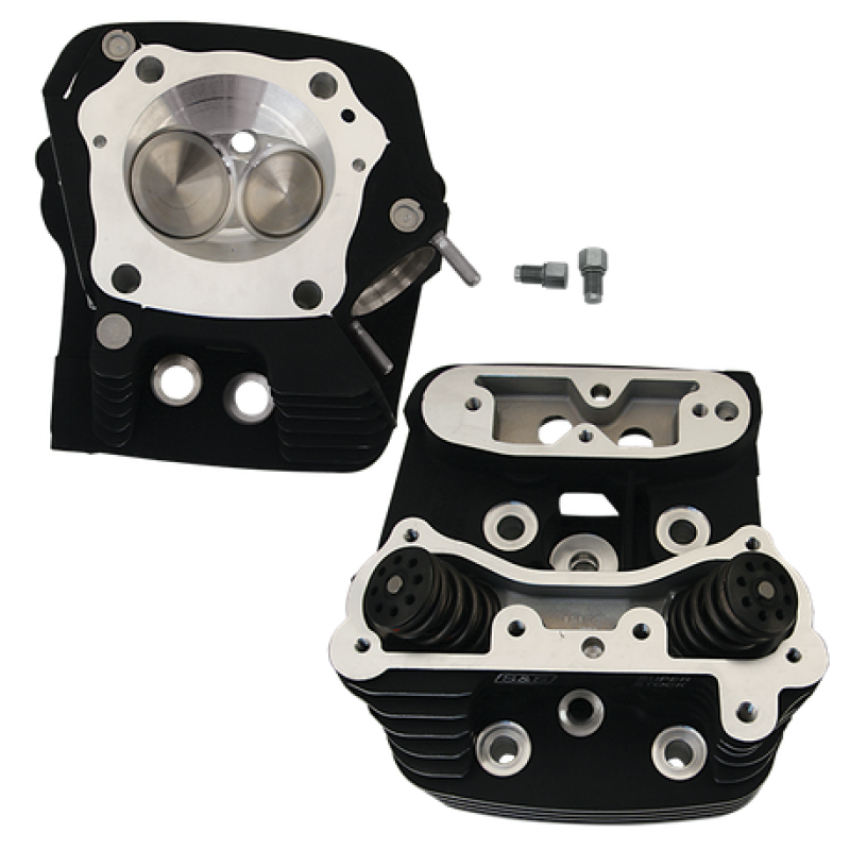 S&S Cycle 90-1509 84-99 BT 93cc Cylinder Head Kit For S&S 4in Bore - Wrinkle Black
