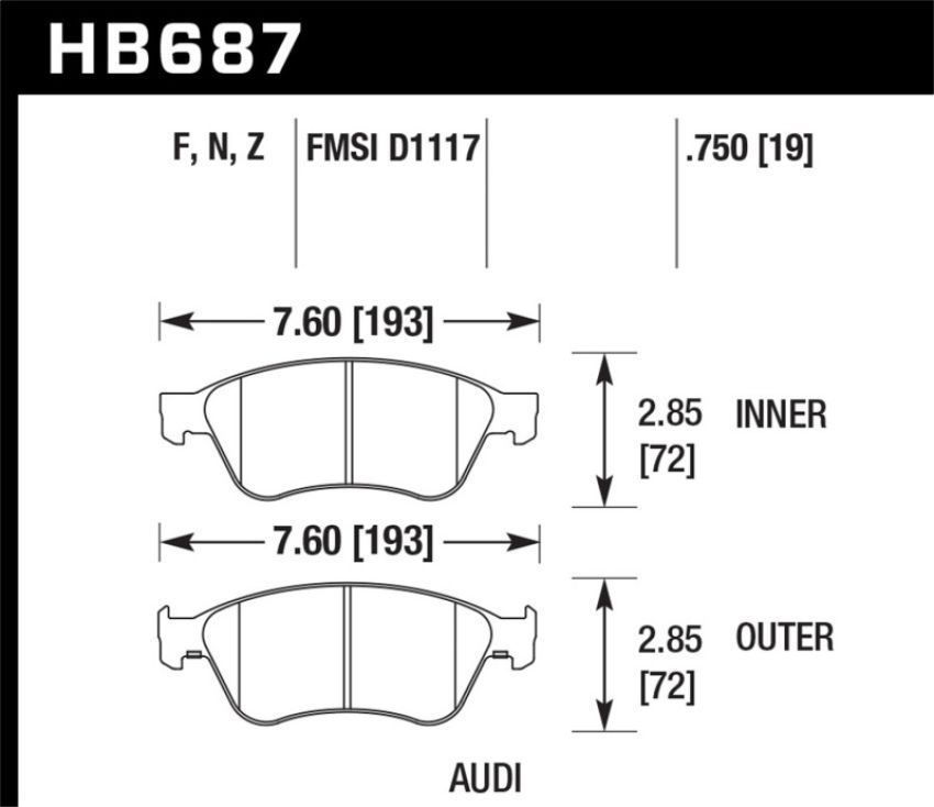 Hawk Performance HB687F.750 HPS Disc Brake Pad