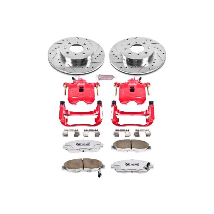 PowerStop KC692-26 Z26 Street Performance Ceramic Brake Pad, Drilled Slotted Rotor, and Caliper Kit