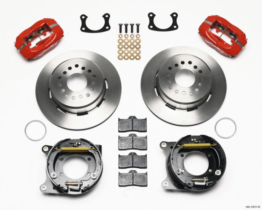 Wilwood 140-13511-R Forged Dynalite P/S Park Brake Kit Red BOP Axle 2.75in Bearing 2.75 Offset