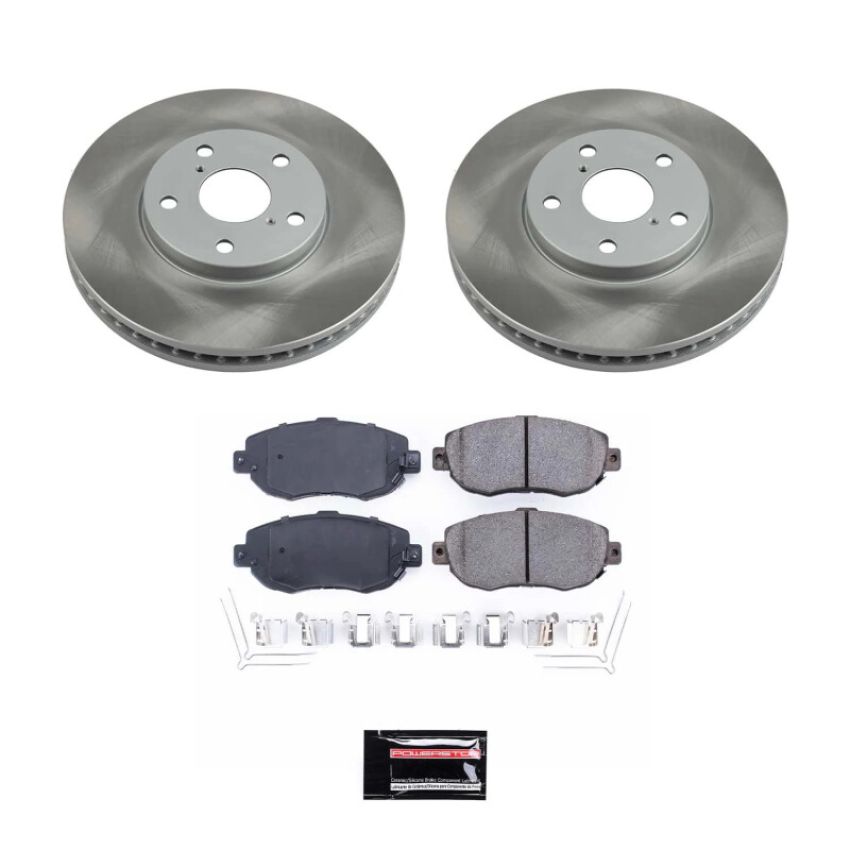 PowerStop SC1077 Semi-Coated Rotor and Low-Dust Ceramic Brake Pad Kit