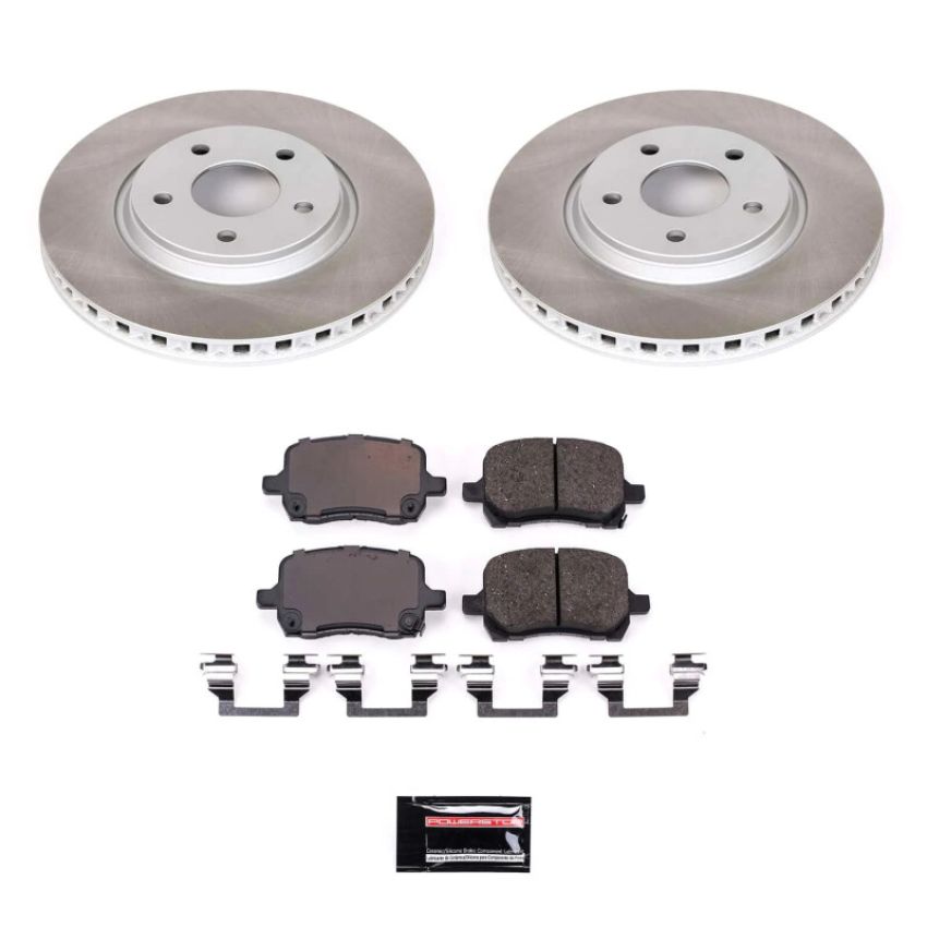PowerStop SC1610 Semi-Coated Rotor and Low-Dust Ceramic Brake Pad Kit