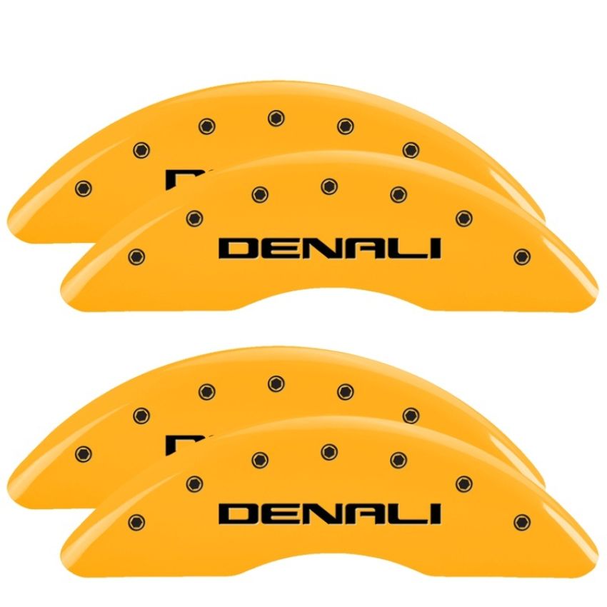 MGP 34003SDNLYL 4 Caliper Covers Engraved Front & Rear Denali Yellow finish black ch