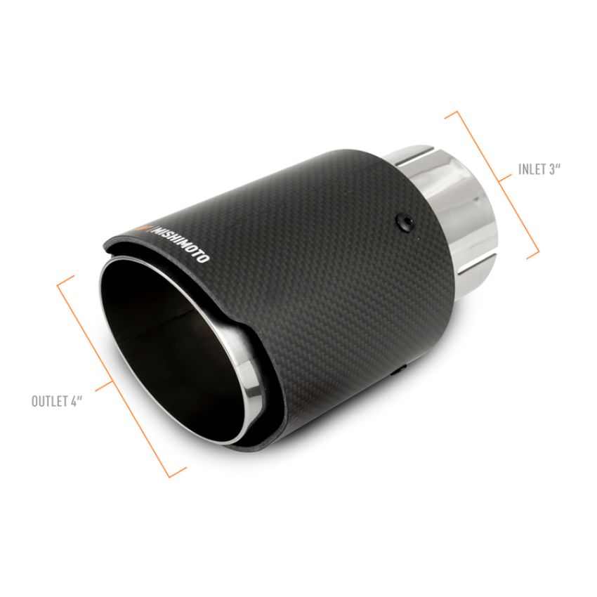 Mishimoto MMEXH-TIP-CF3P Carbon Fiber Muffler Tip 3in Inlet 4in Outlet Polished