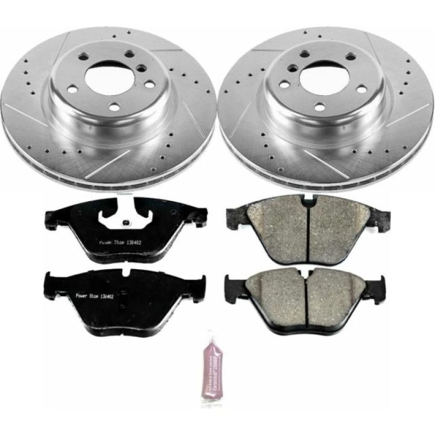 PowerStop K7163 Z23 Daily Driver Carbon-Fiber Ceramic Brake Pad and Drilled & Slotted Rotor Kit