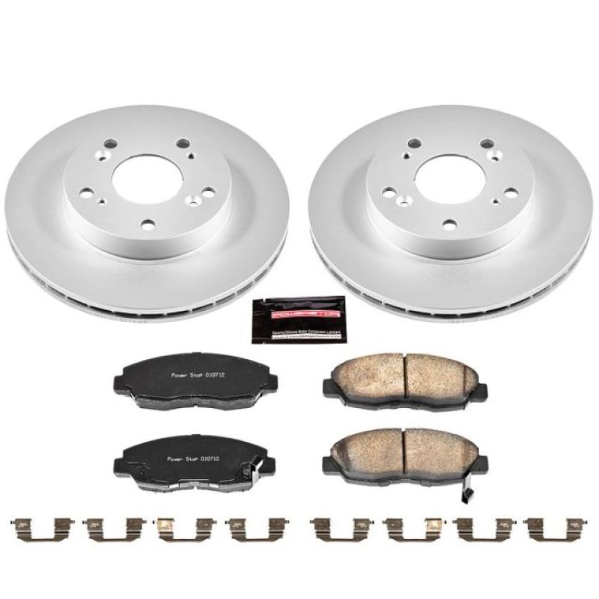 PowerStop CRK2384 Genuine Geomet Coated Rotor and Low-Dust Ceramic Brake Pad Kit