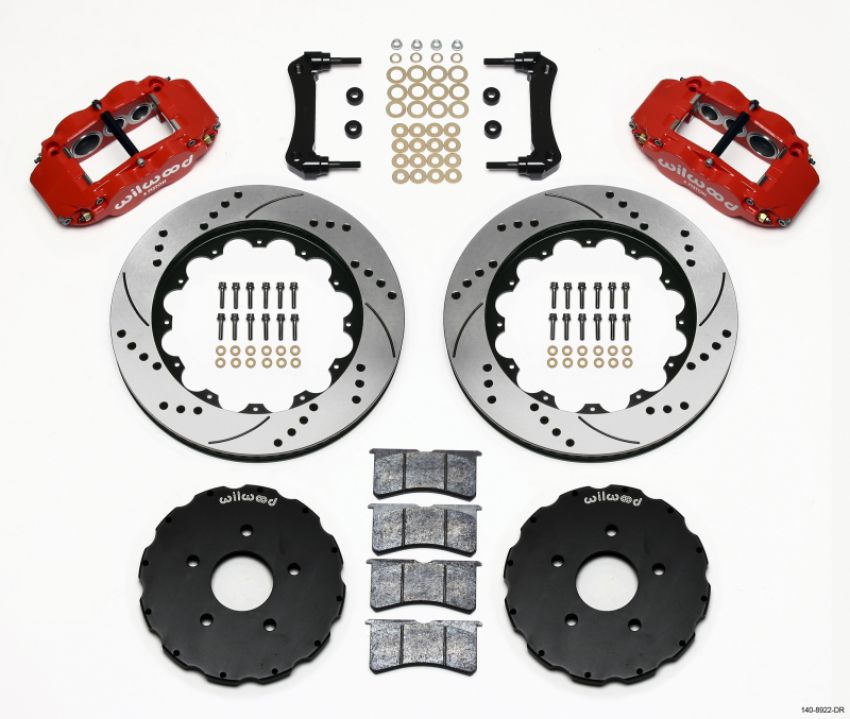 Wilwood 140-8922-DR Narrow Superlite 6R Front Hat Kit 14.00in Drill Red 2005-up Corvette C6