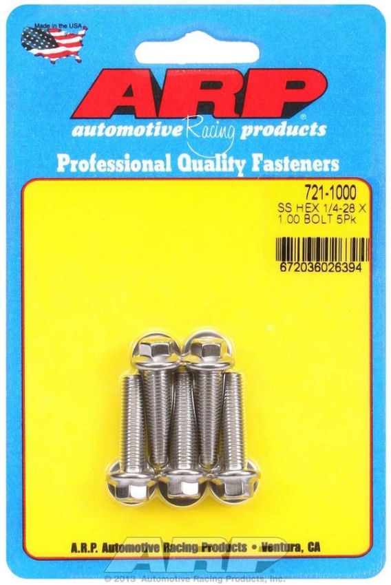 ARP ARP721-1000 S/S Bolt Kit - 6pt. (5) 1/4-28 x 1.000
