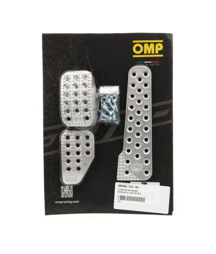 OMP RACING, INC. OMPOA0-1010-003 3 Pedal Set Sandblasted Aluminum w/ Long Gas Ped
