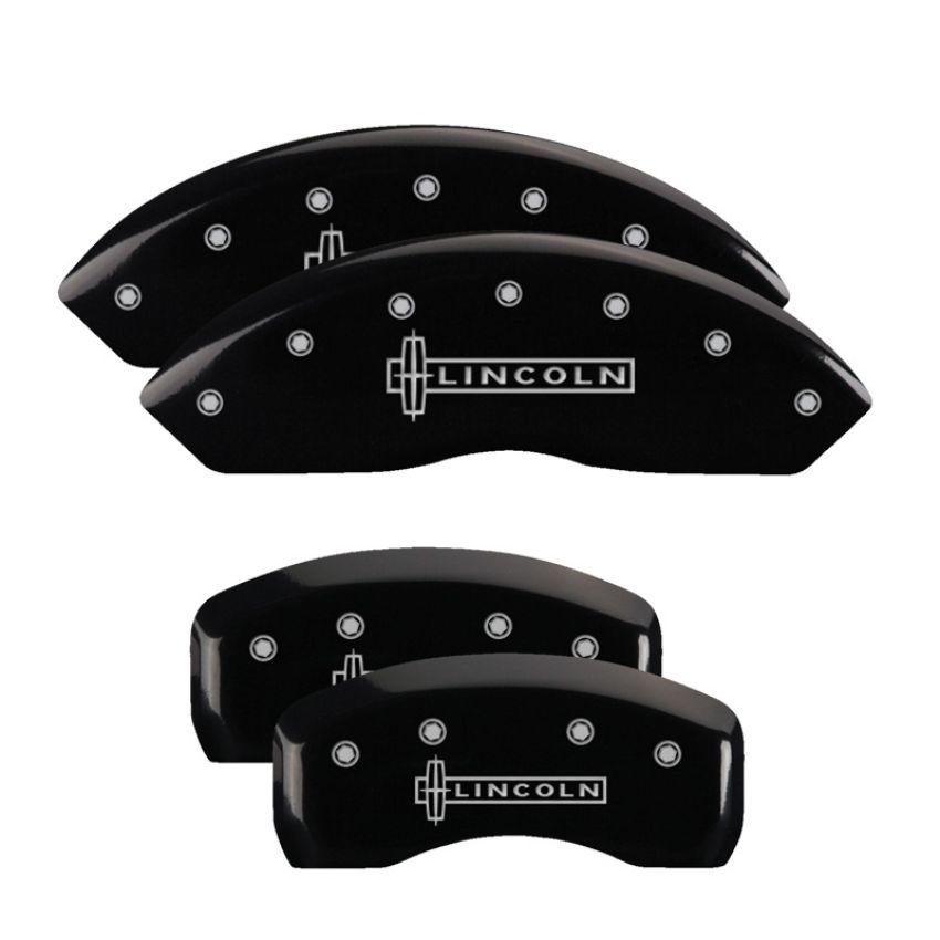 MGP 36018SLCNBK 4 Caliper Covers Engraved Front & Rear Lincoln Black finish silver ch