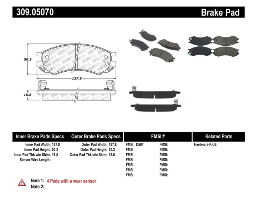 Stoptech 309.05070 Performance Brake Pads