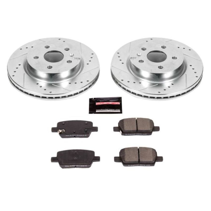 PowerStop K7289 Z23 Daily Driver Carbon-Fiber Ceramic Brake Pad and Drilled & Slotted Rotor Kit