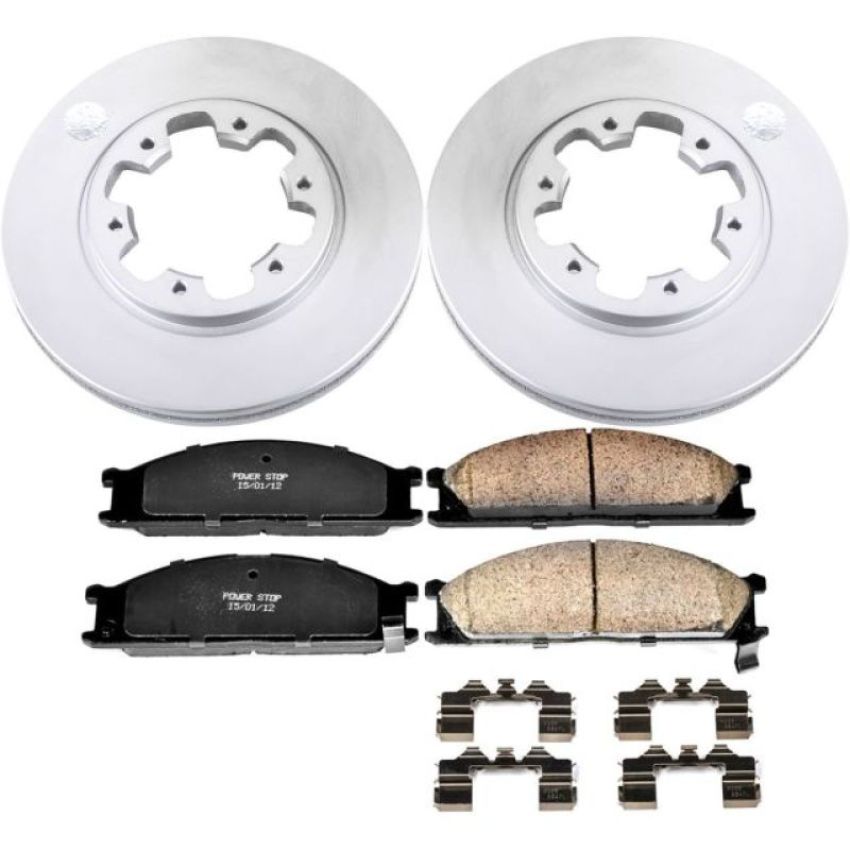 PowerStop CRK4837 Genuine Geomet Coated Rotor and Low-Dust Ceramic Brake Pad Kit
