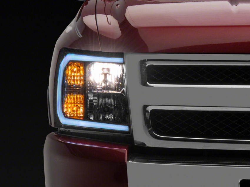 Raxiom S138003 07-13 Chevrolet Silverado 1500 Axial Series Headlights w/ LED Bar- Blk Housing (Clear Lens)