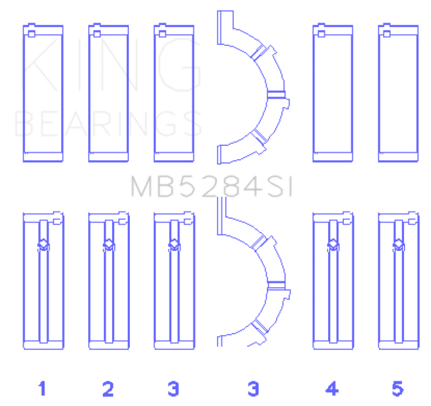 King Engine Bearings MB5284SI0.75 Chrysler/Jeep 287Ci 4.7L (Size +0.75mm) Main Bearing Set