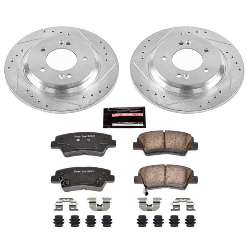 PowerStop K7524 Z23 Daily Driver Carbon-Fiber Ceramic Brake Pad and Drilled & Slotted Rotor Kit