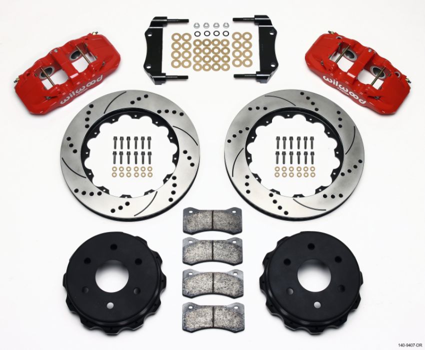 Wilwood 140-9407-DR AERO4 RearTruck Kit 14.25in Drill Red 1999-2010 GM 1500-SUV 1 Piston OE Caliper