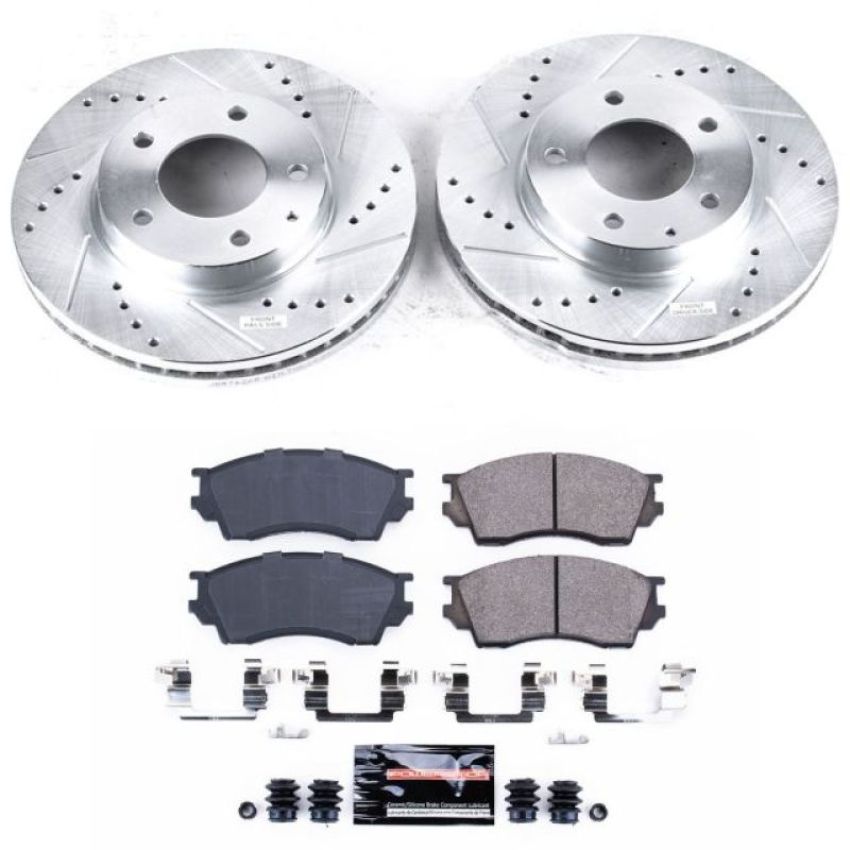 PowerStop K1186 Z23 Daily Driver Carbon-Fiber Ceramic Brake Pad and Drilled & Slotted Rotor Kit
