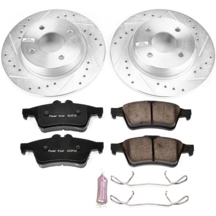 PowerStop K7897 Z23 Daily Driver Carbon-Fiber Ceramic Brake Pad and Drilled & Slotted Rotor Kit
