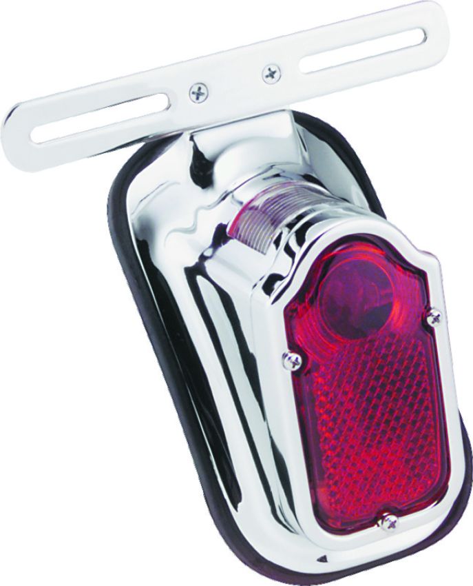 Bikers Choice 492476 40-54 Big Twin And Custom Use Chrome Tombstone Taillight 12V Replaces H-D 68003-47T