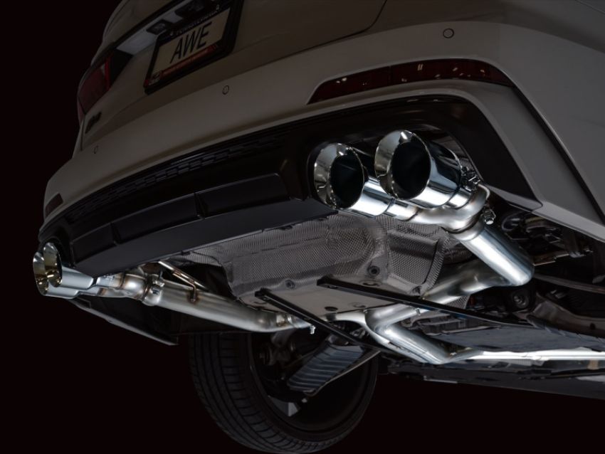 AWE Tuning 3020-42101 19-23 Audi C8 S6/S7 2.9T V6 AWD Track Edition Exhaust - Chrome Silver Tips