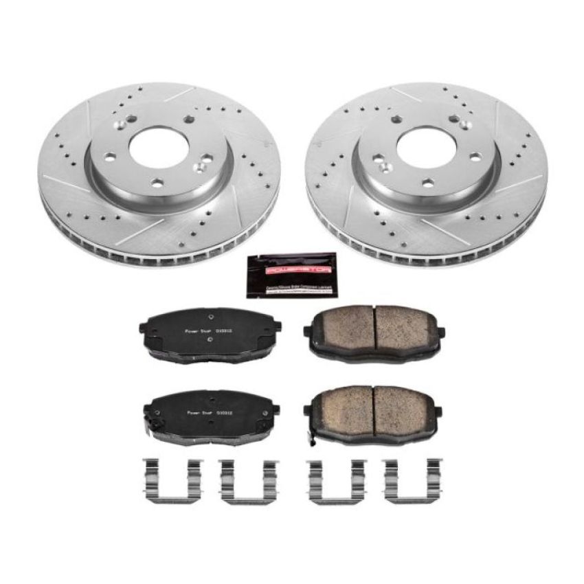 PowerStop K5911 Z23 Daily Driver Carbon-Fiber Ceramic Brake Pad and Drilled & Slotted Rotor Kit