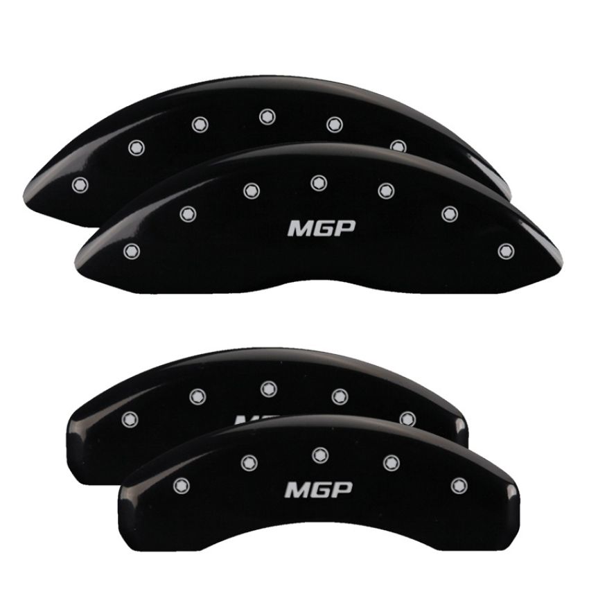 MGP 42002SMGPBK 4 Caliper Covers Engraved Front & Rear  Black finish silver ch