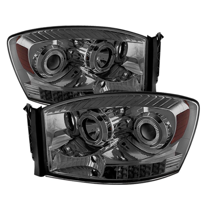 SPYDER 9028342 Xtune Dodge Ram 1500 06-08 / Ram 2500/3500 06-09 Halo Projector Headlights Smoked PRO-JH-DR06-LED-SM
