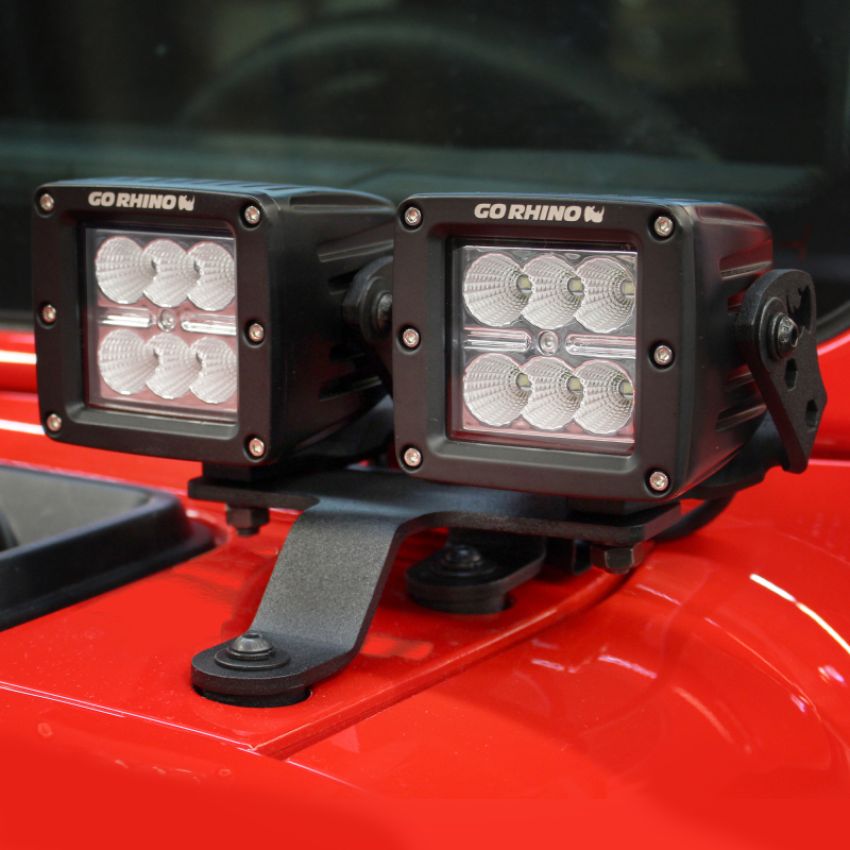 Go Rhino 730230T 18-20 Jeep Wrangler JL/JLU/Gladiator JT Light Mount - Two 3in Cubes