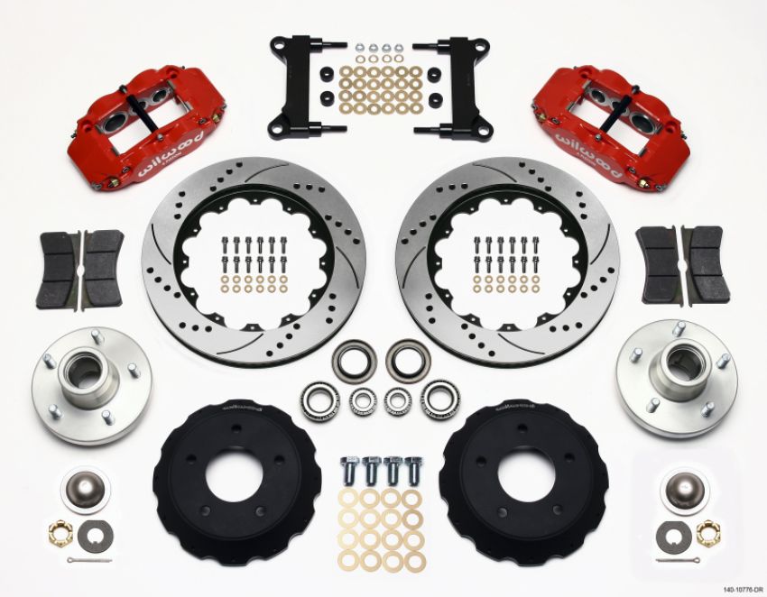 Wilwood 140-10776-DR Narrow Superlite 6R Front Hub Kit 14.00in Drill Red Chevy C-10 60-87 CPP Drop Spindle