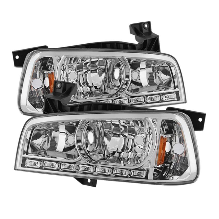 SPYDER 5017628 Xtune Dodge Charger 06-10 1Pc LED Crystal Headlights Chrome HD-ON-DCH05-1PC-LED-C