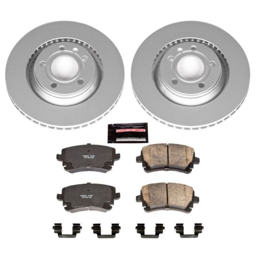 PowerStop CRK4564 Genuine Geomet Coated Rotor and Carbon-Fiber Ceramic Brake Pad Kit