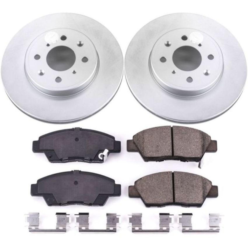 PowerStop CRK7032 Genuine Geomet Coated Rotor and Low-Dust Ceramic Brake Pad Kit