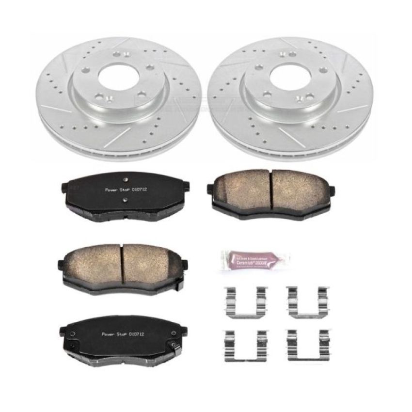 PowerStop K5806 Z23 Daily Driver Carbon-Fiber Ceramic Brake Pad and Drilled & Slotted Rotor Kit