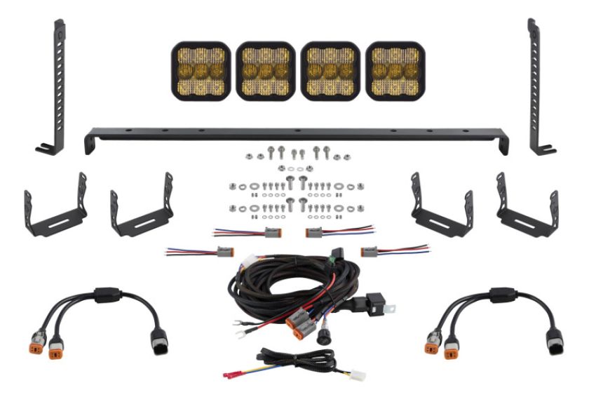 Diode Dynamics DD7545 14-23 Toyota 4Runner SS5 Stealth Grille LED 4-Pod Kit - Yellow Pro Combo