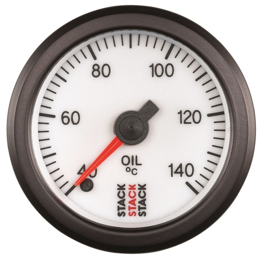 AutoMeter ST3359 Stack 52mm 40-140 Deg C 1/8in NPTF Male Pro Stepper Motor Oil Temp Gauge - White